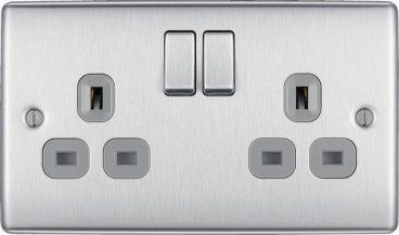 BG LIGHT SWITCH 2G SOCKET BRUSHED STEEL GREY