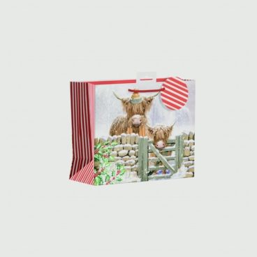 XMAS GIFT BAG HIGHLAND COW MEDIUM