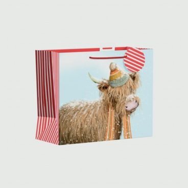 XMAS GIFT BAG HIGHLAND COW LARGE