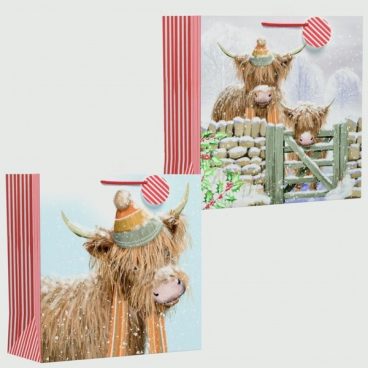XMAS GIFT BAG HIGHLAND COW GIANT