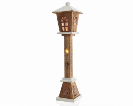 LED Wooden Lamp Post With Timer 14x14x60cm