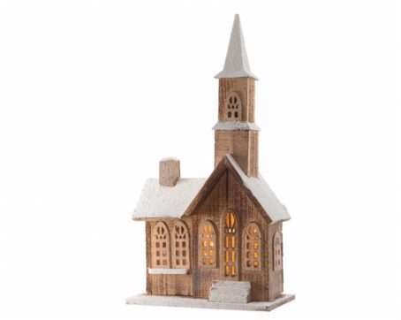LED Indoor Wooden Church 10 Light Warm White