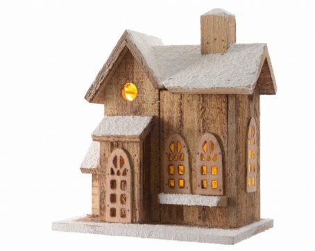 LED Indoor Wooden House 5 Light Warm White