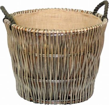 ROUND GREY LOG BASKET