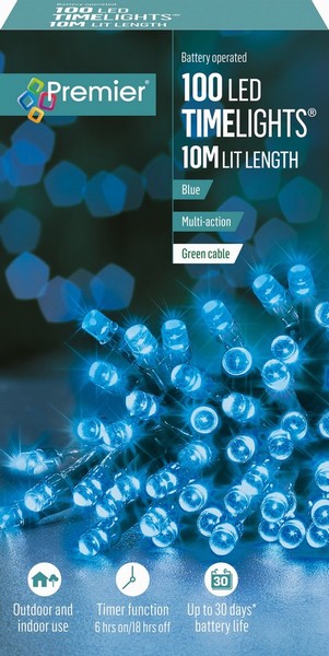 Premier – 100 LED Battery TimeLights Blue 10M