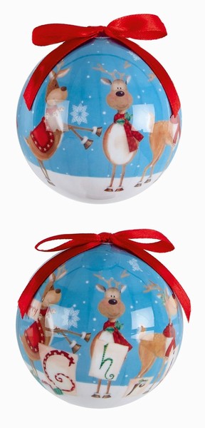 Premier – Bauble Assorted Reindeer Design 75mm (6 FOR £9)
