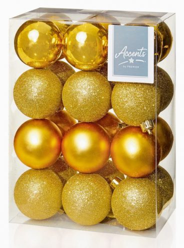 Premier – Baubles Assorted Gold Pack of 24