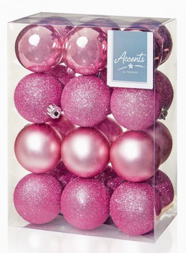 Premier – Baubles Assorted Pink Pack of 24