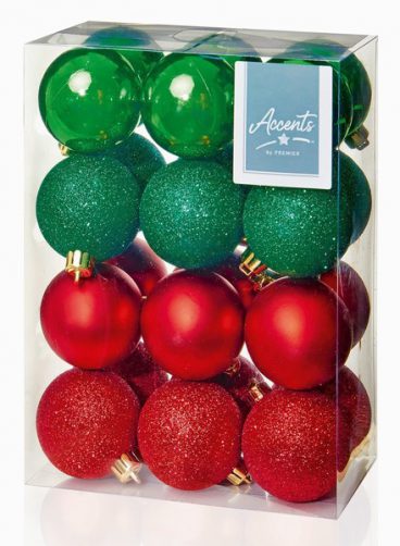 Premier – Baubles Assorted Red/Green Pack of 24