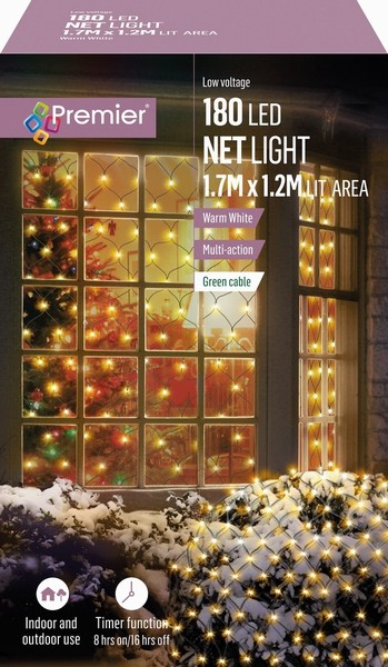 Premier – 180 LED Net Lights Warm White 1.2M