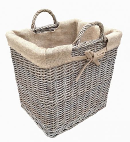 ANTIQUE WILLOW LOG BASKET/STORE BASKET SQR - Image 2