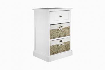 BEDSIDE CABINET 3 DRAWER WHITE