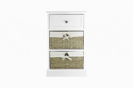 BEDSIDE CABINET 3 DRAWER WHITE - Image 3