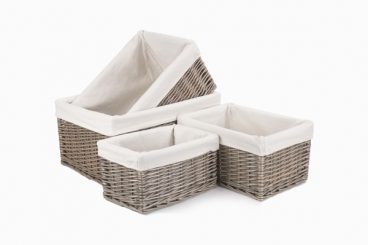 ANTIQUE WILLOW STORAGE BASKET LINED