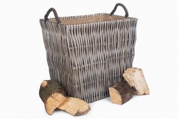 Log Basket – Vertical Weave Rectangle Large Grey