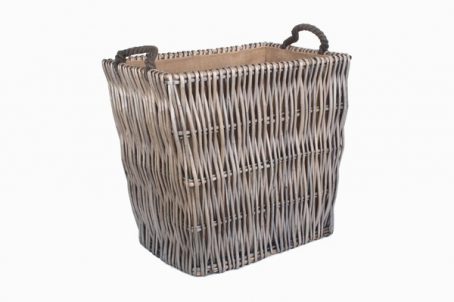 Log Basket - Vertical Weave Rectangle Large Grey - Image 3