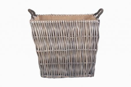Log Basket - Vertical Weave Rectangle Large Grey - Image 2