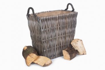 Log Basket – Vertical Weave Rectangle Small Grey