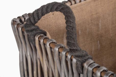 Log Basket - Vertical Weave Rectangle Small Grey - Image 3