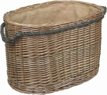 ANTIQUE WILLOW LOG BASKET ROPE OVAL LARGE b/s