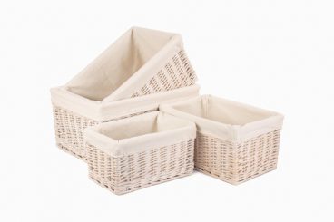 WHITE WILLOW STORAGE BASKET LINED*