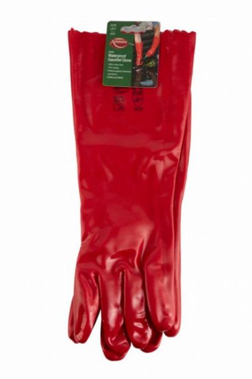 GLOVE PVC RED GAUNTLET SUPA