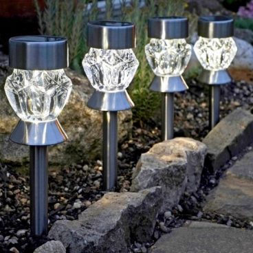 SOLAR LED STAKE LIGHT CRYSTAL S/S (3 FOR £12)