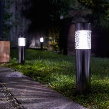 SOLAR LED STAKE LIGHT BOLLARD WAVE S/S