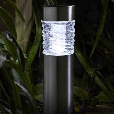 SOLAR LED STAKE LIGHT BOLLARD WAVE S/S - Image 3