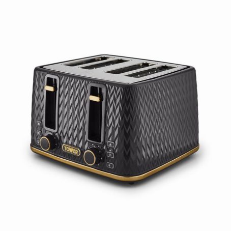 Tower - Empire 4 Slice Toaster - Black - Image 2