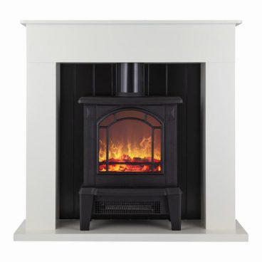Ealing 1.8KW Compact Stove Fire Suite White Surround