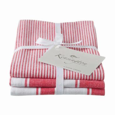 Stow Green – Tea Towel Kensington Flat Cotton Red – 3Pack