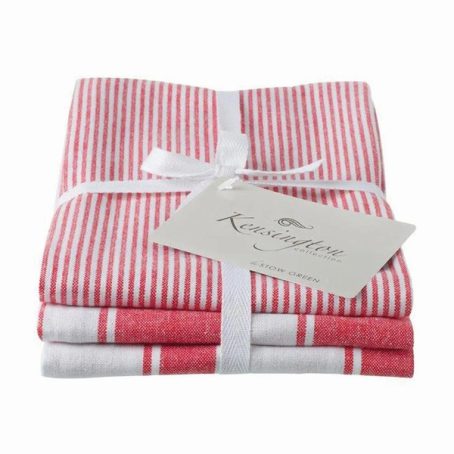 Stow Green - Tea Towel Kensington Flat Cotton Red - 3Pack
