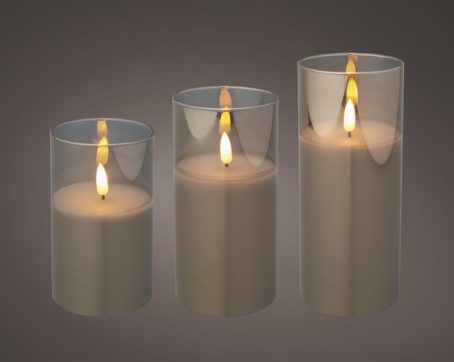 Kaemingk - LED Smoked Glass Candle Set of 3 - Image 2