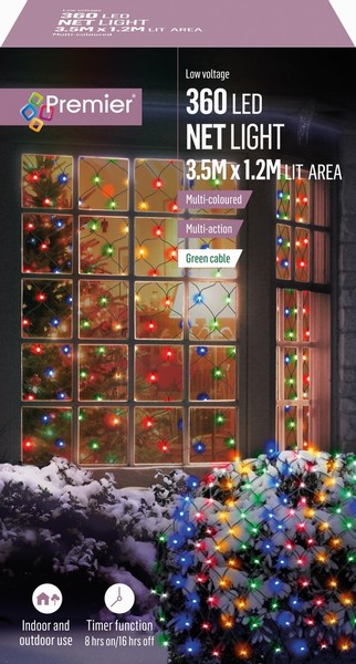 Premier – 360 LED Net Lights Multi Coloured 3.5M x 1.2M