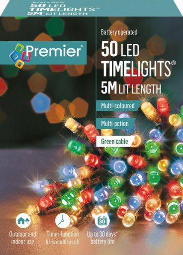 Premier – 50 LED Battery TimeLights Multi-Coloured 5M