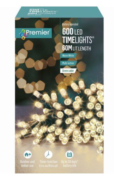 Premier – 600 LED Battery TimeLights Warm 60M