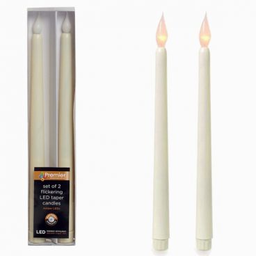 Premier – LED Tapered Candle 28cm Pack of 2