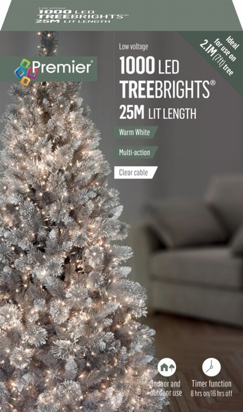 Premier – 1000 LED TreeBrights Warm 25M (Clear Cable)