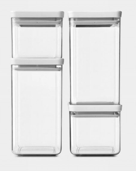 CANISTER SET SQUARE LIGHT GREY PK4
