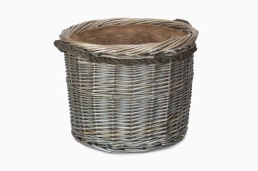 Large Antique Wash Round Rope Handled Log Basket