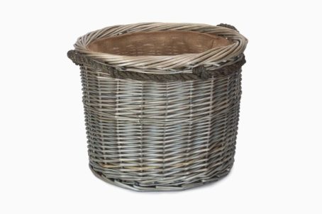 Large Antique Wash Round Rope Handled Log Basket