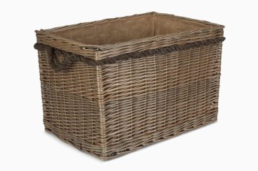 WILLOW LOG BASKET ROPE RECTANGLE LARGE