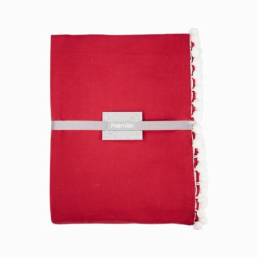 XMAS TABLE CLOTH RED POM 2MX 1.3M