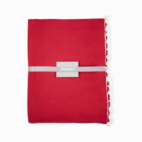 XMAS TABLE CLOTH RED POM 2MX 1.3M