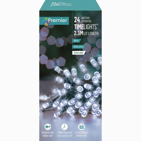 Premier - 24 LED Battery TimeLights White 2.3M - Image 2