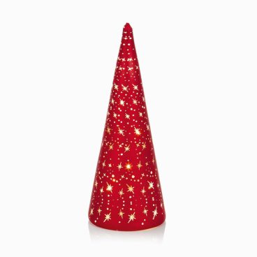 PYRAMID RED GLASS LED 25CM