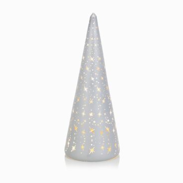 PYRAMID SILVER GLASS LED 25CM