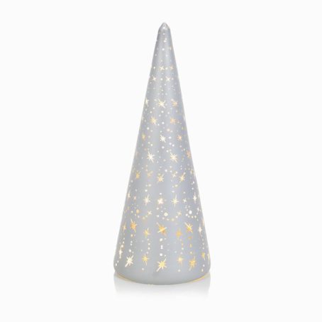 PYRAMID SILVER GLASS LED 25CM