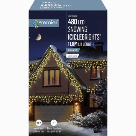 Premier - 480 LED Snowing Icicle Lights Warm 11.8M - Image 2